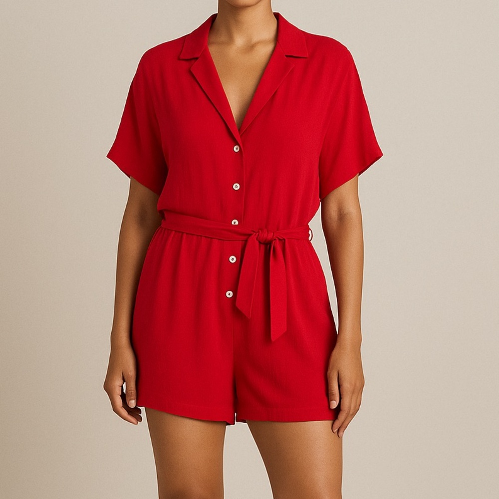 For Days Cherry‎ Red SS Utility Romper